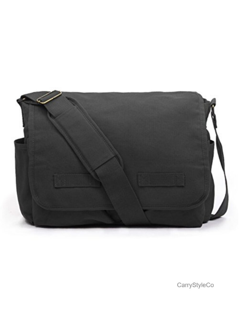 Heavyweight Cotton Canvas Messenger Bag, Padded Strap, Laptop Friendly